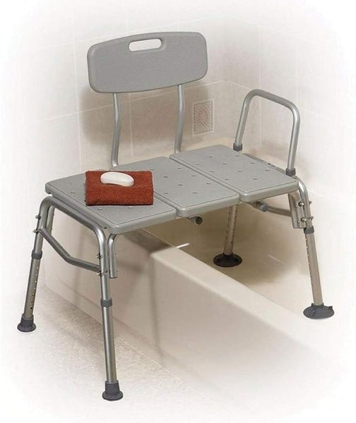 Heavy Duty Bariatric Tub Transfer Bench 400 lbs, Adjustable Tub Transfer Bench Medical Bath Shower Bench with Back and Non-Slip Seat, Gray - Pace Medical Supply Llc