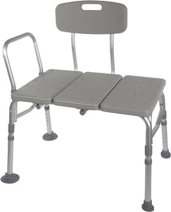 Heavy Duty Bariatric Tub Transfer Bench 400 lbs, Adjustable Tub Transfer Bench Medical Bath Shower Bench with Back and Non-Slip Seat, Gray - Pace Medical Supply Llc