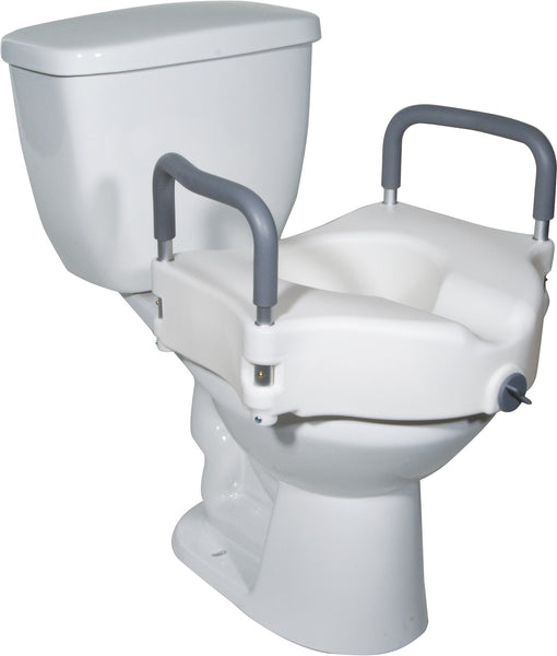 Portable raise toilet seat with lock and detachable arms. - Pace Medical Supply Llc