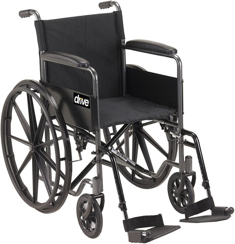 Drive Medical Silver Sport 1 Wheelchair with Full Arms and Swing away Removable Footrest, Black - Pace Medical Supply Llc